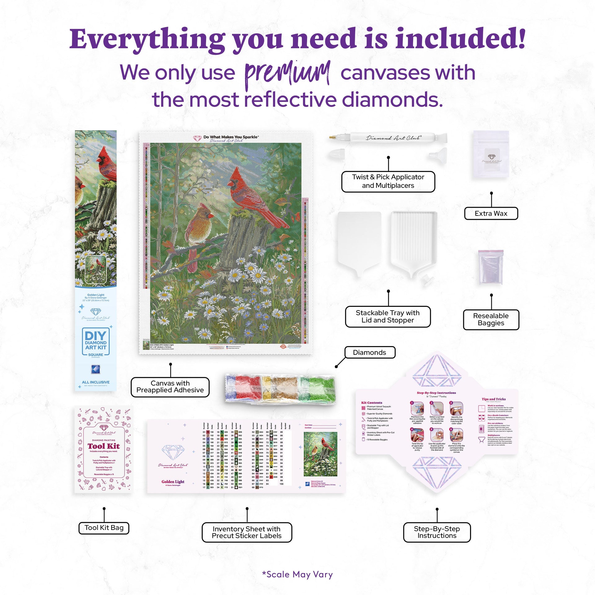 Diamond Painting Golden Light 22" x 29" (55.8cm x 73.7cm) / Square with 82 Colors including 3 ABs and 2 Fairy Dust Diamonds / 66,304