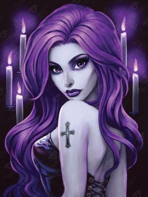 Diamond Painting Goth Beauty Purple 22" x 29" (55.6cm x 74cm) / Round with 33 Colors including 1 Iridescent Diamond and 1 Fairy Dust Diamond / 54,338