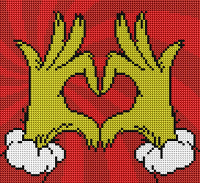 Diamond Painting Grinch Heart Hands 10" x 9" (25cm x 22.8cm) / Round with 5 Colors including 3 Fairy Dust Diamonds / 7,553