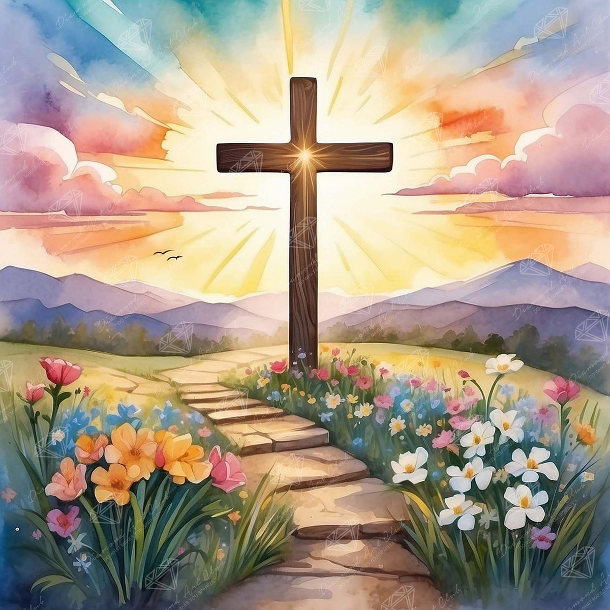 Diamond Painting Guided by Grace 22" x 22" (55.6cm x 55.6cm) / Round with 87 Colors including 3 ABs and 3 Fairy Dust Diamonds / 40,804