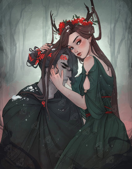 Diamond Painting Hades and Persephone 22" x 28" (55.6cm x 70.7cm) / Round with 53 Colors including 2 ABs and 3 Fairy Dust Diamonds / 51,914