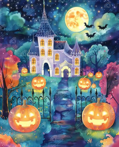 Diamond Painting Halloween Night 22" x 27" (55.8cm x 68.7cm) / Square with 58 Colors including 3 ABs and 2 Fairy Dust Diamonds / 61,824