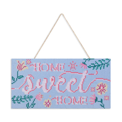 Diamond Painting Hanging Sign - Home Sweet Home 6" x 12" (14.7 x 29.7cm) / Square with 11 Colors including 4 ABs / 7,140