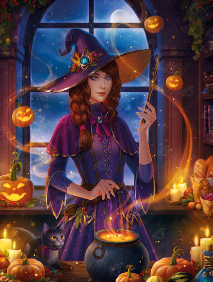 Diamond Painting Harvest Witch 25.6" x 33.9" (65cm x 86cm) / Square with 78 Colors including 3 ABs and 3 Fairy Diamonds / 90,045