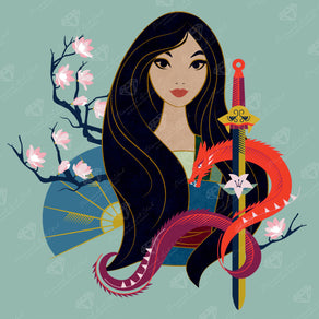 Diamond Painting Heart of a Warrior 21" x 21" (53cm x 53cm) / Square with 21 Colors including 1 AB and 1 Electro Diamond and 2 Fairy Dust Diamonds / 45,369