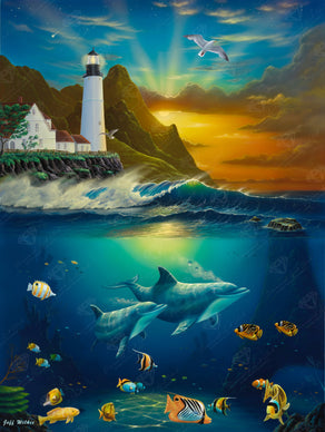 Diamond Painting Heavenly Passage Lighthouse 27.6" x 36.6" (70cm x 93cm) / Square with 64 Colors including 2 ABs and 3 Fairy Dust Diamonds / 104,813