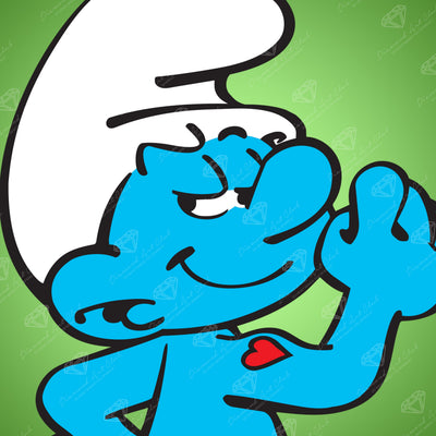 Diamond Painting Hefty Smurf 9" x 9" (23cm x 23cm) / Round with 8 Colors including 1 AB and 1 Glow In The Dark Diamond / 6,724