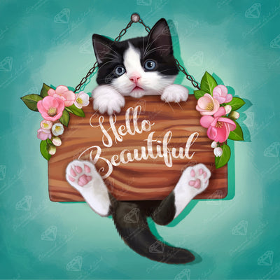 Diamond Painting Hello Beautiful 17" x 17" (42.8cm x 42.8cm) / Square with 45 Colors including 2 ABs and 2 Fairy Dust Diamonds / 29,584