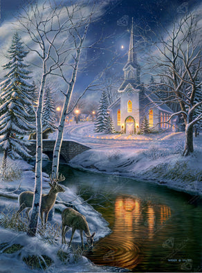 Diamond Painting Holy Winter Night 25.6" x 34.7" (65cm x 87.9cm) / Square with 82 Colors including 1 AB and 3 Fairy Dust Diamonds / 92,133
