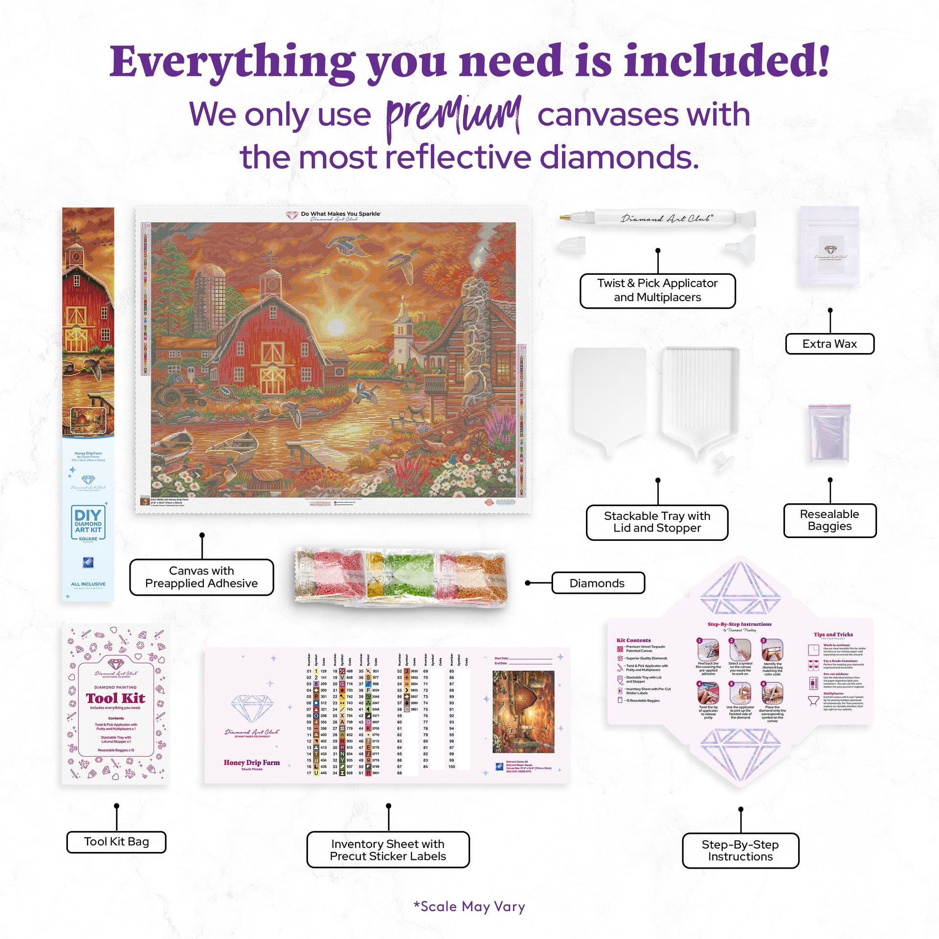 Diamond Painting Honey Drip Farm 36.6" x 27.6" (93cm x 70cm) / Square With 58 Colors Including 2 ABs / 102,223