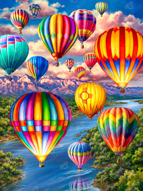 Diamond Painting Hot Air Balloons 25.6" x 34.3" (65cm x 86.9cm) / Square with 92 Colors including 4 ABs and 3 Fairy Dust Diamonds / 91,089