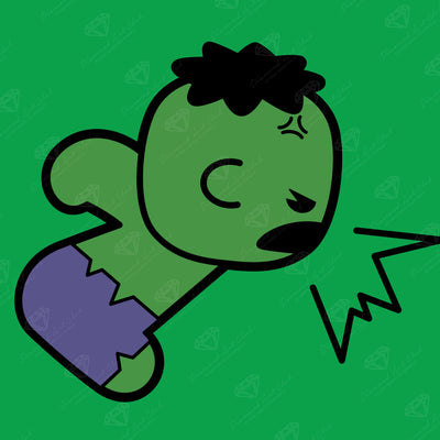 Diamond Painting Hulk 9" x 9" (22.8cm x 22.8cm) / Round with 4 Colors including 1 Fairy Dust Diamond / 6,889