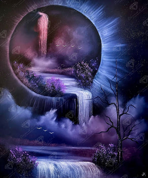 Diamond Painting Interdimensional Waterfall 25.6" x 30.7" (65cm x 77.9cm) / Square with 52 Colors including 3 ABs and 1 Fairy Dust Diamond / 81,693