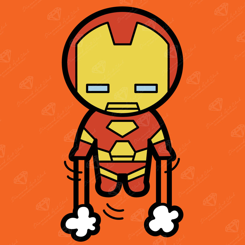 Diamond Painting Iron Man 9" x 9" (22.8cm x 22.8cm) / Round with 6 Colors including 3 Fairy Dust Diamonds / 6,889