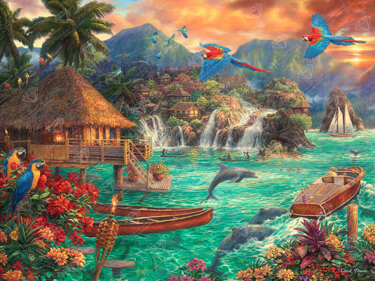 Diamond Painting Island Life 36.2" x 27.6″ (92cm x 70cm) / Square with 55 Colors including 2 ABs / 101,105