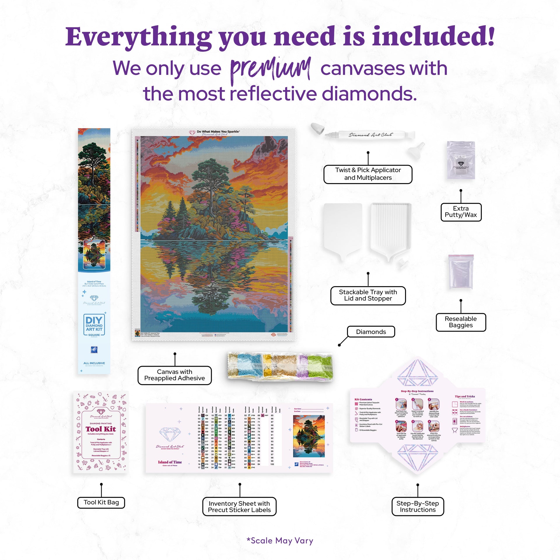 Diamond Painting Island of Time 27.6" x 36.6" (69.9cm x 92.8cm) / Square with 69 Colors including 2 ABs and 3 Fairy Dust Diamonds / 104,813