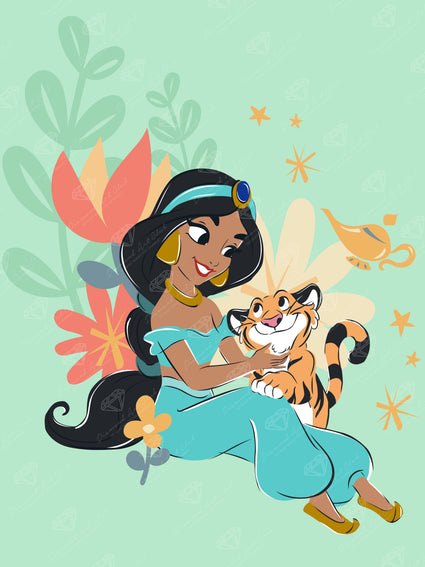 Diamond Painting Jasmine - Made for Soarin' 13" x 17" (33cm x 44cm) / Round with 19 Colors including 1 Electro Diamond and 1 Iridescent Diamond and 2 Fairy Dust Diamonds / 19,200