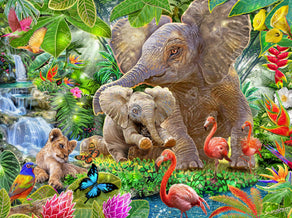 Diamond Painting Jungle Harmony 37" x 27.6" (94cm x 70cm) / Square with 74 Colors including 4 ABs and 2 Fairy Dust Diamonds / 105,937