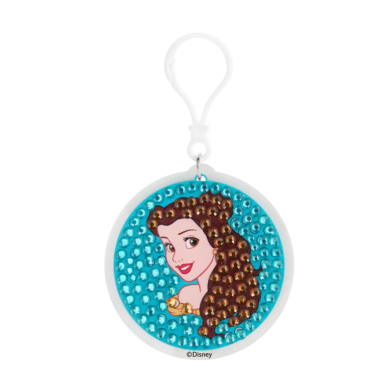 Diamond Painting Keychain - Belle’s Enchanted Charm 2.6" x 2.5" (6.8cm x 6.5cm) / Round With 4 Colors including 4 Iridescent Diamonds / 260