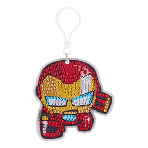 Diamond Painting Keychain - Invincible Iron Man 2.8" x 2.9" (7.3cm x 7.5cm) / Round With 7 Colors including 7 Iridescent Diamonds / 582