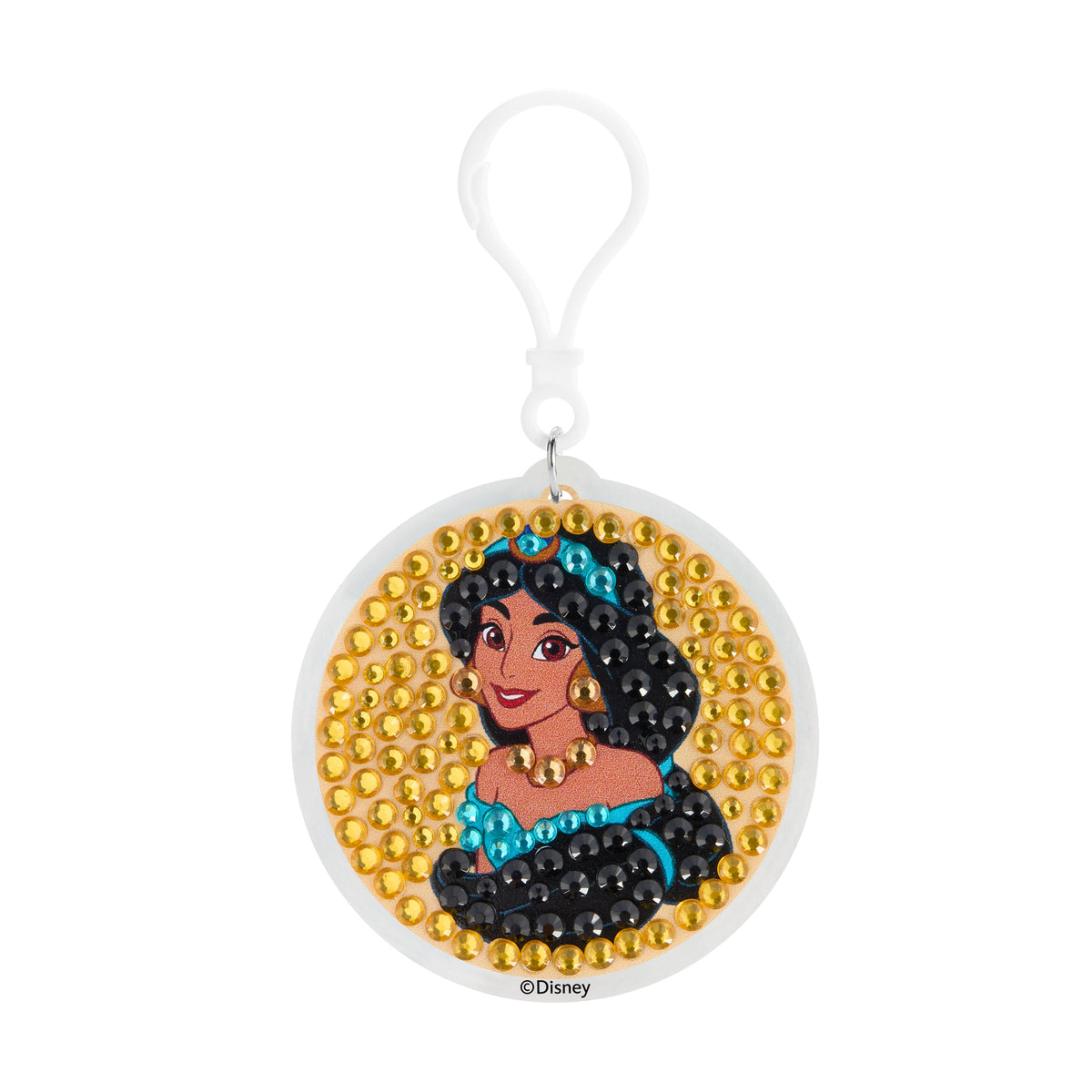 Diamond Painting Keychain - Jasmine’s Sapphire Dreams 2.6" x 2.5" (6.8cm x 6.5cm) / Round With 7 Colors including 7 Iridescent Diamonds / 338