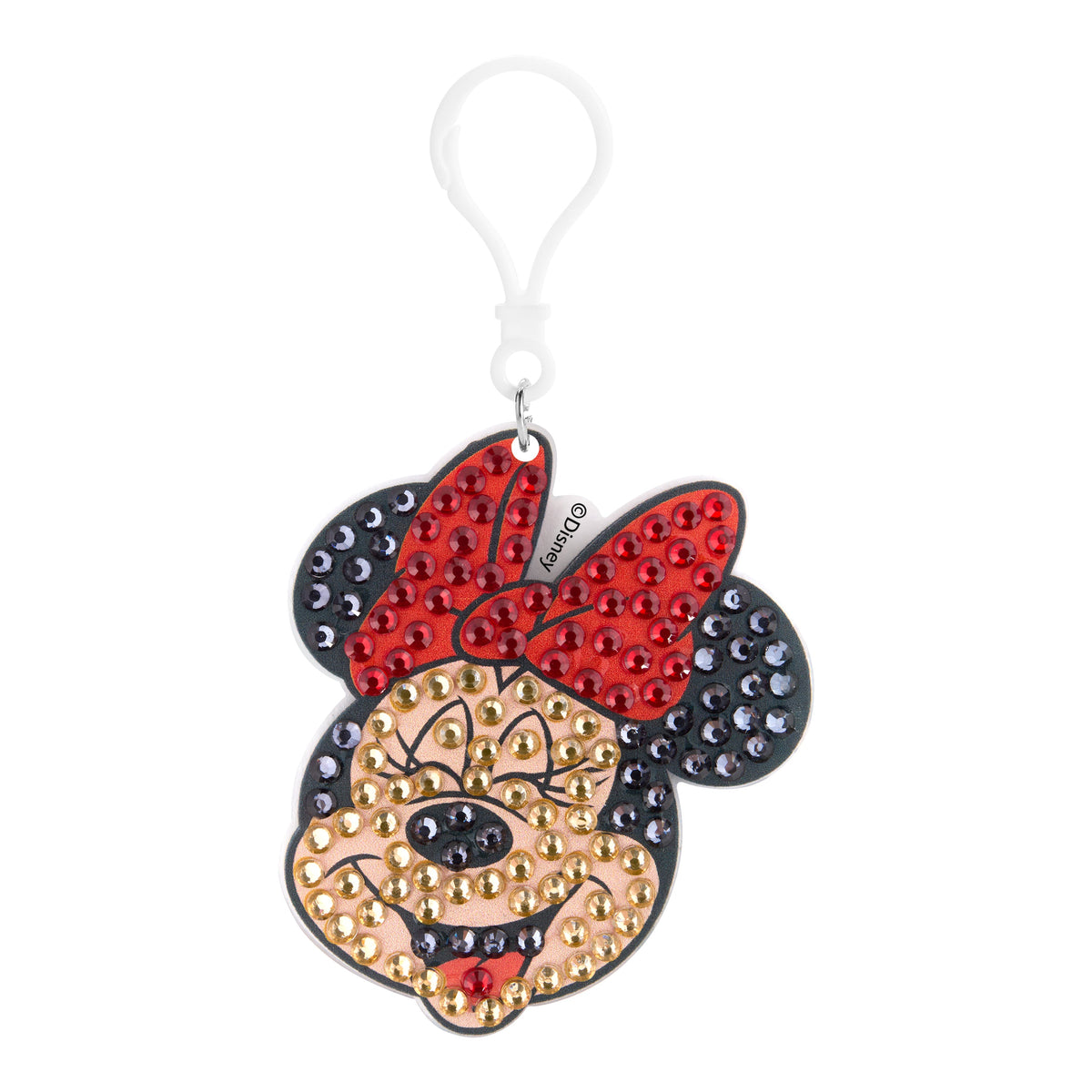 Diamond Painting Keychain - Joyful Minnie 3.07" x 2.67" (7.8cm x 6.8cm) / Round With 3 Colors including 3 Iridescent Diamonds / 288
