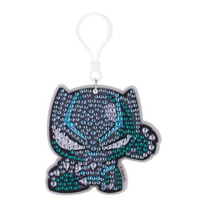 Diamond Painting Keychain - Wakanda Warrior Black Panther 2.9" x 2.8" (7.5cm x 7.2cm) / Round With 7 Colors including 7 Iridescent Diamonds / 654