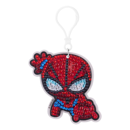 Diamond Painting Keychain - Web-Slinger Spider-Man 2.8" x 2.9" (7.3cm x 7.5cm) / Round With 7 Colors including 7 Iridescent Diamonds / 538