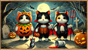 Diamond Painting Kittens in Costumes 39" x 22" (99cm x 56cm) / Square with 63 Colors including 1 AB and 4 Fairy Dust Diamonds / 88,928