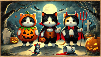 Diamond Painting Kittens in Costumes 39" x 22" (99cm x 56cm) / Square with 63 Colors including 1 AB and 4 Fairy Dust Diamonds / 88,928