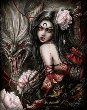 Diamond Painting Kiyohime 22" x 28" (55.8cm x 70.7cm) / Square with 52 Colors including 1 AB and 3 Fairy Dust Diamonds / 63,616