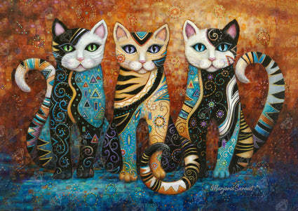 Diamond Painting Kleo Trio 31" x 22" (78.7cm x 55.8cm) / Square with 48 Colors including 1 AB and 1 Iridescent Diamond and 3 Fairy Dust Diamonds / 70,784