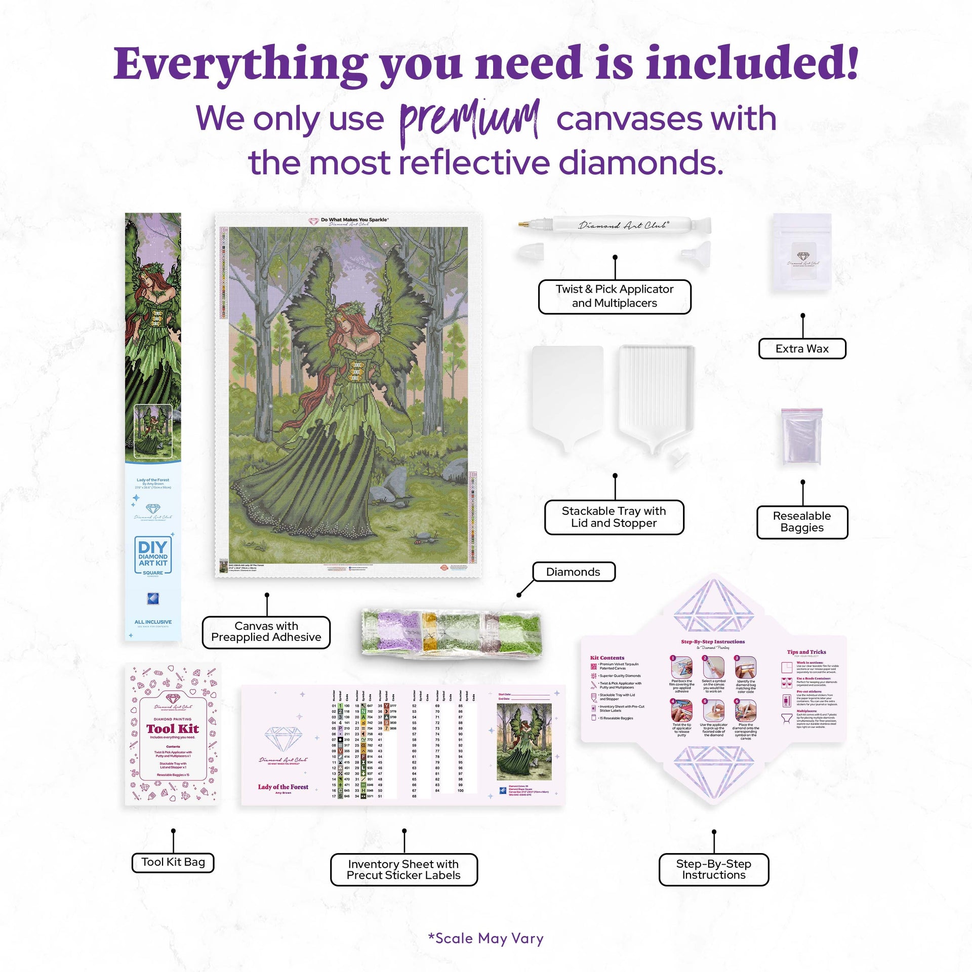 Diamond Painting Lady of the Forest 27.6" x 38.6" (70cm x 98cm) / Square with 39 Colors including 4 ABs / 107,476