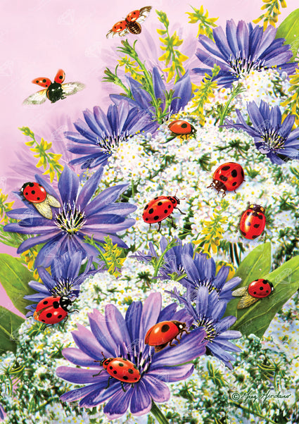 Diamond Painting Ladybug 22" x 31" (55.6cm x 78.7cm) / Round with 60 Colors including 3 ABs and 4 Fairy Dust Diamonds / 57,772