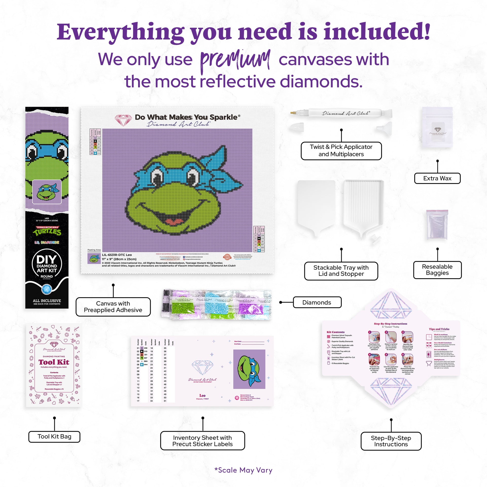 Diamond Painting Leo 11" x 9" (28cm x 23cm) / Round With 6 Colors Including 1 Fairy Dust Diamonds / 8,200