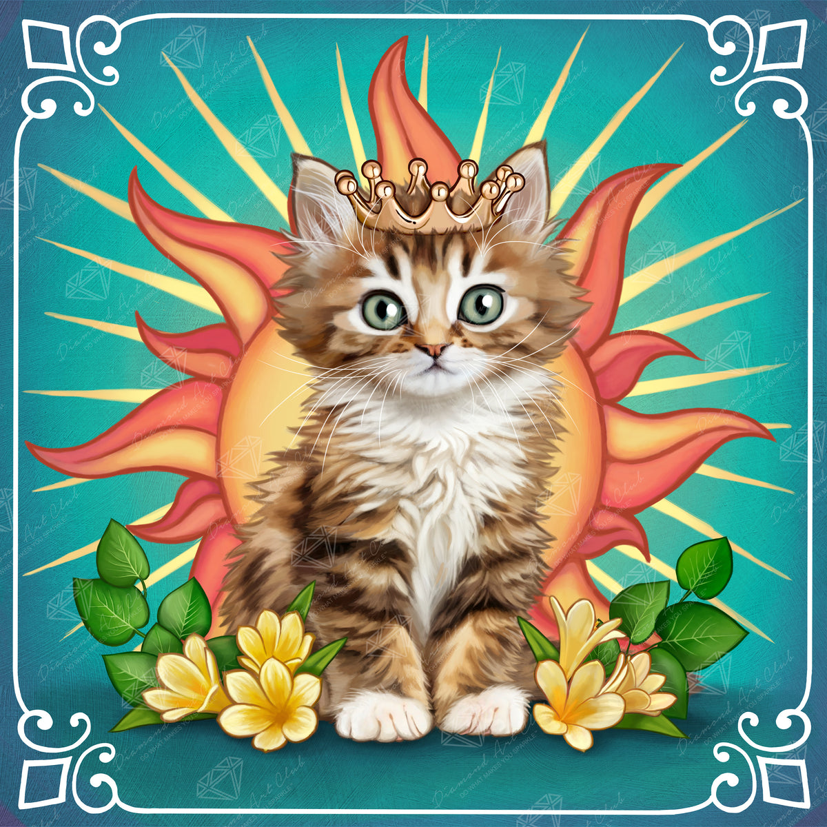 Diamond Painting Leo Zodiac Kitten 17" x 17" (42.6cm x 42.6cm) / Round with 47 Colors including 3 ABs and 1 Iridescent Diamond and 4 Fairy Dust Diamonds / 24,025