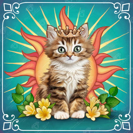 Diamond Painting Leo Zodiac Kitten 17" x 17" (42.6cm x 42.6cm) / Round with 47 Colors including 3 ABs and 1 Iridescent Diamond and 4 Fairy Dust Diamonds / 24,025