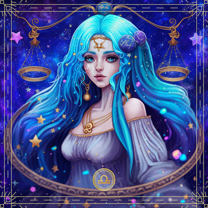 Diamond Painting Libra - AS 22" x 22" (55.8cm x 55.8cm) / Square with 53 Colors including 3 ABs Diamonds 1 Iridescent Diamonds and 1 Fairy Dust Diamonds / 50,176