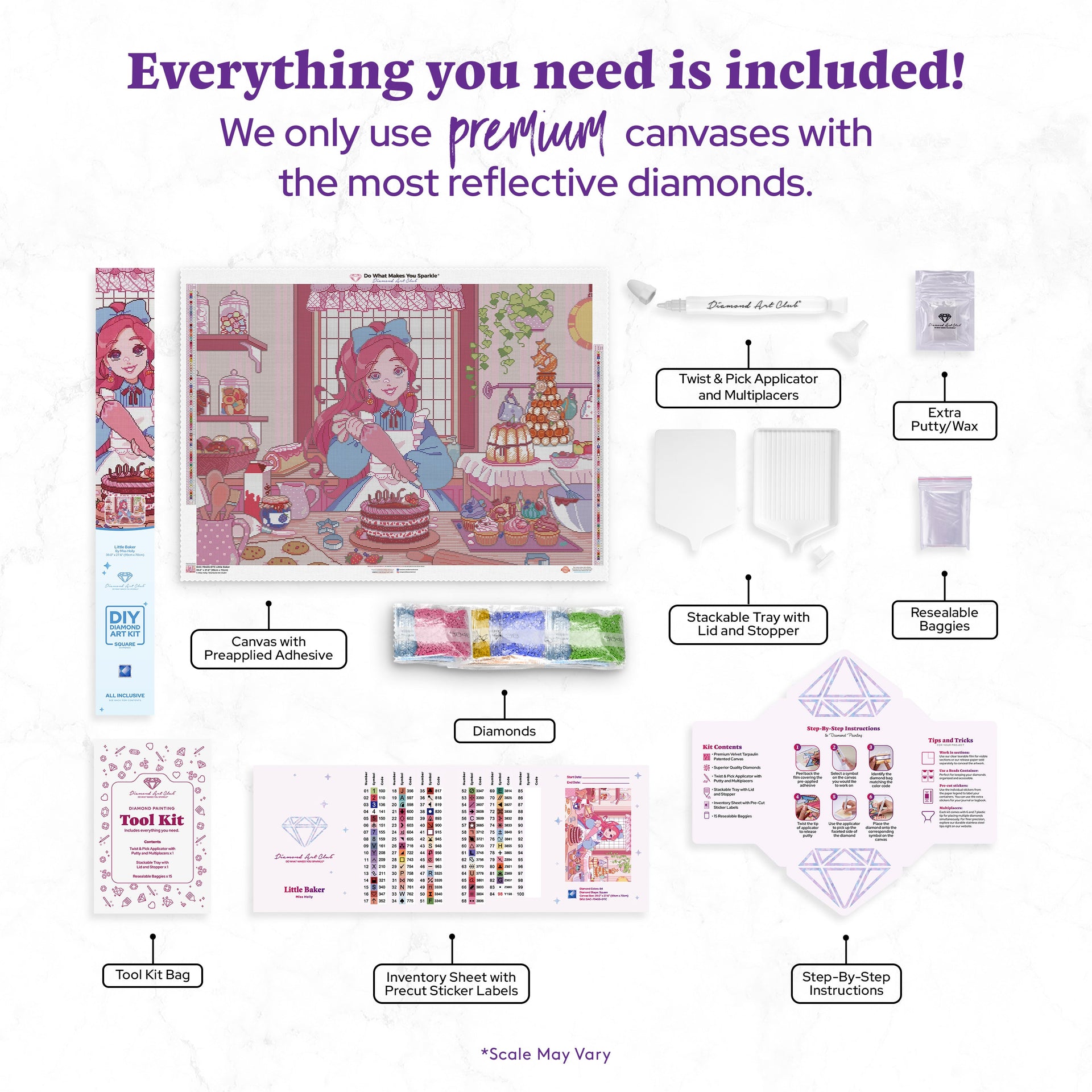 Diamond Painting Little Baker 39" x 27.6" (99cm x 70cm) / Square with 84 Colors including 4 ABs and 5 Fairy Dust Diamonds and 1 Special Diamond / 111,449