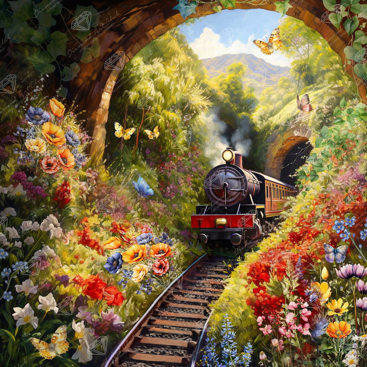 Diamond Painting Little Engine 27.6" x 27.6" (69.9cm x 69.9cm) / Square with 81 Colors including 3 ABs and 5 Fairy Dust Diamonds / 78,961