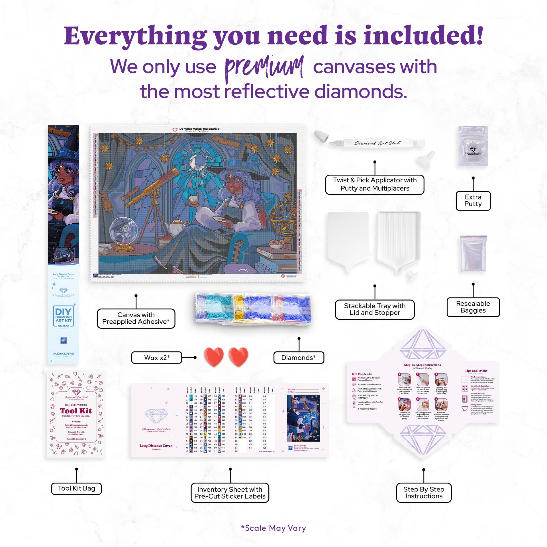Diamond Painting Long Distance Coven 39" x 27.6" (99cm x 70cm) / Square with 64 Colors including 3 ABs and 1 Electro Diamond and 1 Iridescent Diamond and 1 Fairy Dust Diamond / 111,557