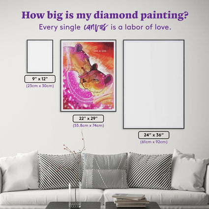 Diamond Painting Love Is Love Lionesses 22" x 29" (55.8cm x 74cm) / Round With 60 Colors Including 2 ABs, 1 Iridescent Diamond, and 1 Fairy Dust Diamond / 52,536