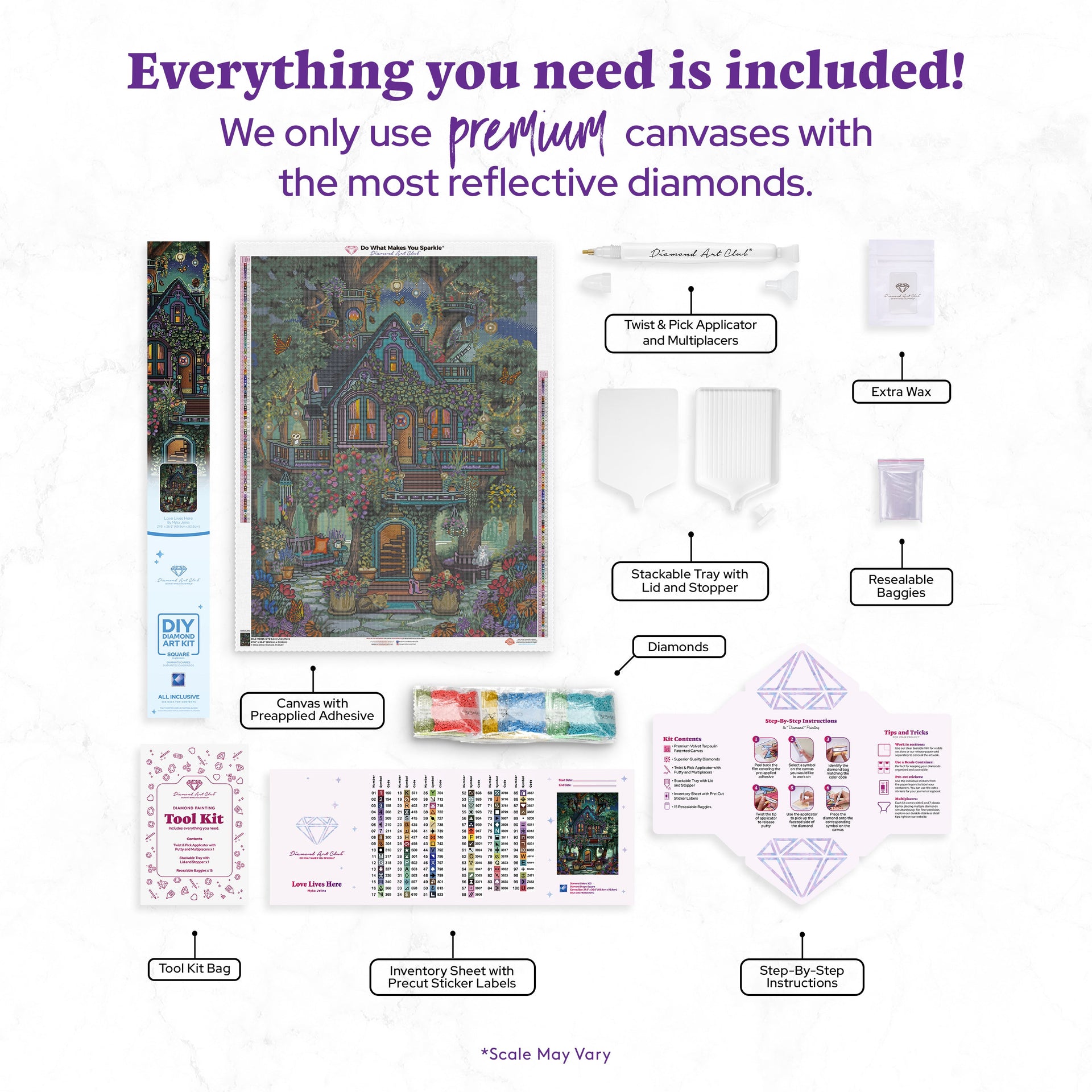 Diamond Painting Love Lives Here 27.6" x 36.6" (69.9cm x 92.8cm) / Square with 100 Colors including 2 ABs and 1 Frosted Diamond and 3 Fairy Dust Diamonds / 104,813