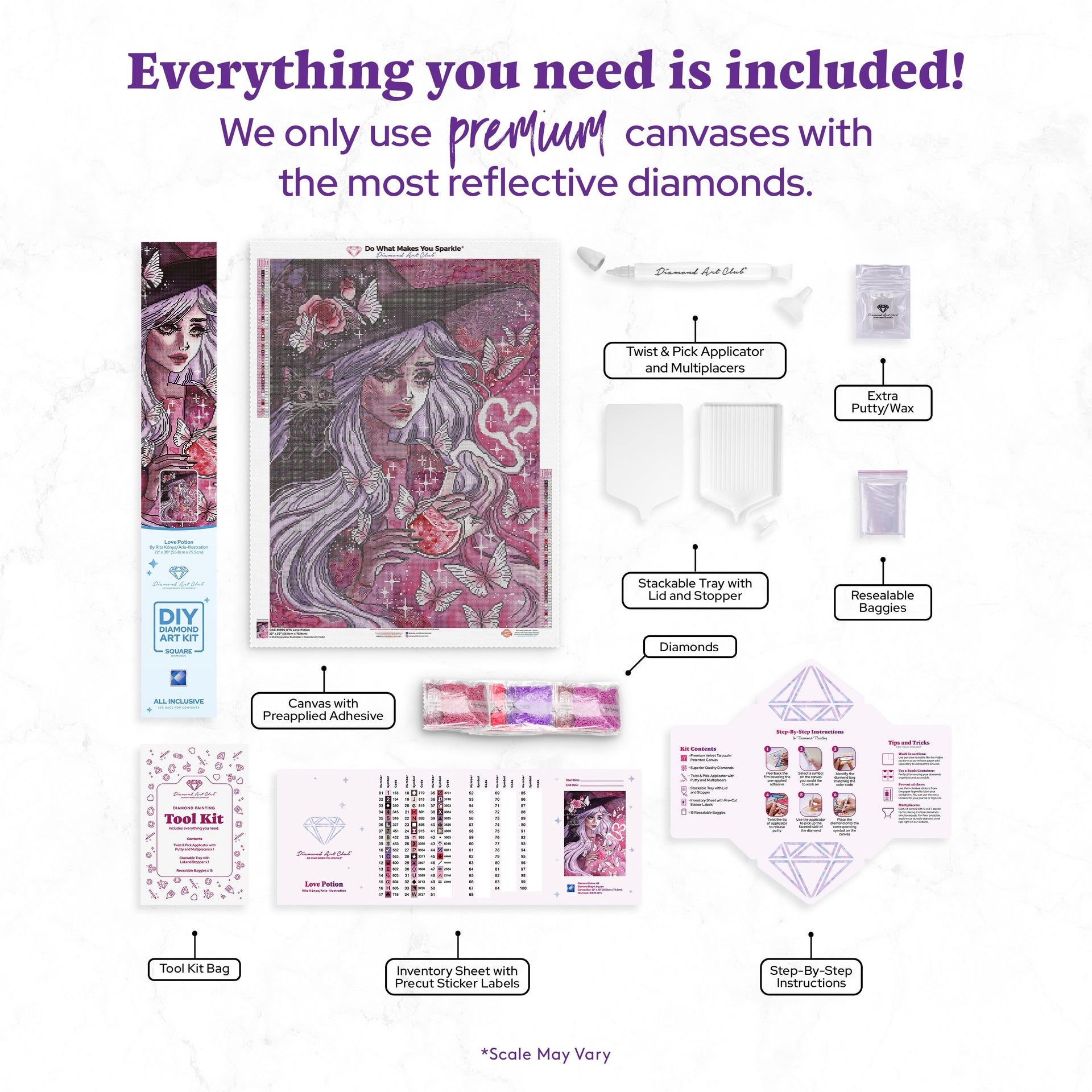 Diamond Painting Love Potion 22" x 30" (55.8cm x 75.9cm) / Square with 49 Colors including 2 ABs and 3 Fairy Dust Diamonds / 68,320