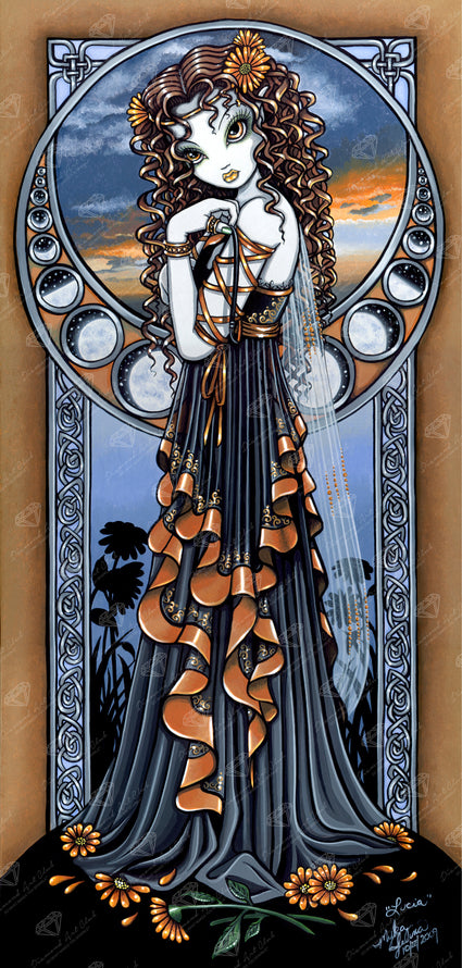 Diamond Painting Lucia 22" x 46" (55.8cm x 116.8cm) / Square with 60 Colors including 1 AB and 1 Electro Diamond and 2 Fairy Dust Diamonds / 105,056