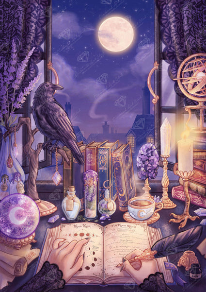 Diamond Painting Lunar Witch's Lair 25.6" x 36.2" (65cm x 91.8cm) / Square with 53 Colors including 3 ABs and 2 Fairy Dust Diamonds / 96,309