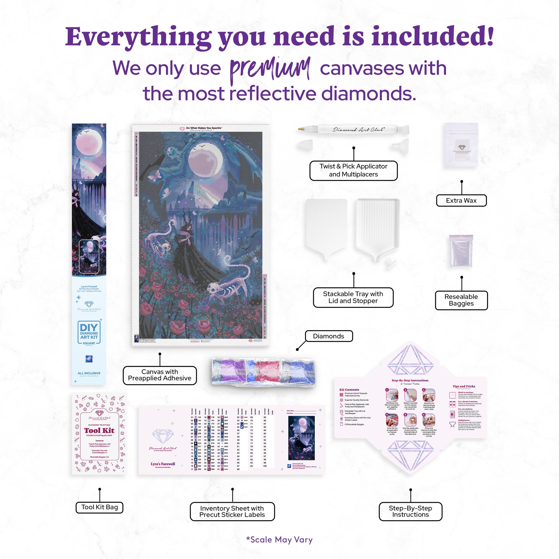 Diamond Painting Lyra's Farewell 27.6" x 46.1" (69.9cm x 116.7cm) / Square with 55 Colors including 2 ABs and 1 Frosted Diamond and 2 Fairy Dust Diamonds / 131,789