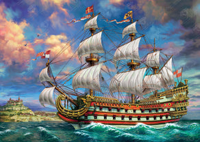 Diamond Painting Majestic Ship 38.6" x 27.6″ (98cm x 70cm) / Square with 65 Colors including 4 ABs / 107,473