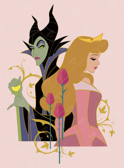 Diamond Painting Maleficent and Aurora 20" x 27" (50.6cm x 68.8cm) / Round with 24 Colors including 1 AB and 1 Electro Diamond and 1 Iridescent Diamond and 2 Fairy Dust Diamonds / 46,000