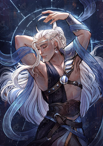 Diamond Painting Máni, God of the Moon 22" x 31" (55.8cm x 78.7cm) / Square with 55 Colors including 1 AB and 1 Frosted Diamond and 3 Fairy Dust Diamonds / 70,784